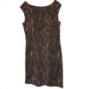 TianaB Knit Snakeskin Wrap Dress Mini Animal Print Brown Black Flattering Office